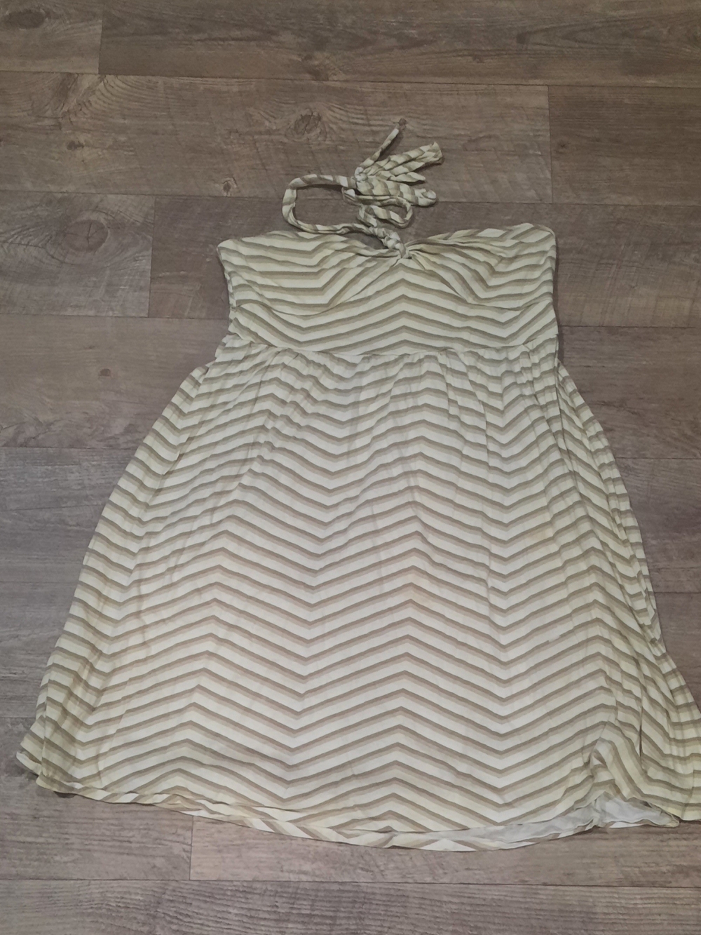 Old Navy Cream Chevron Halter Dress
